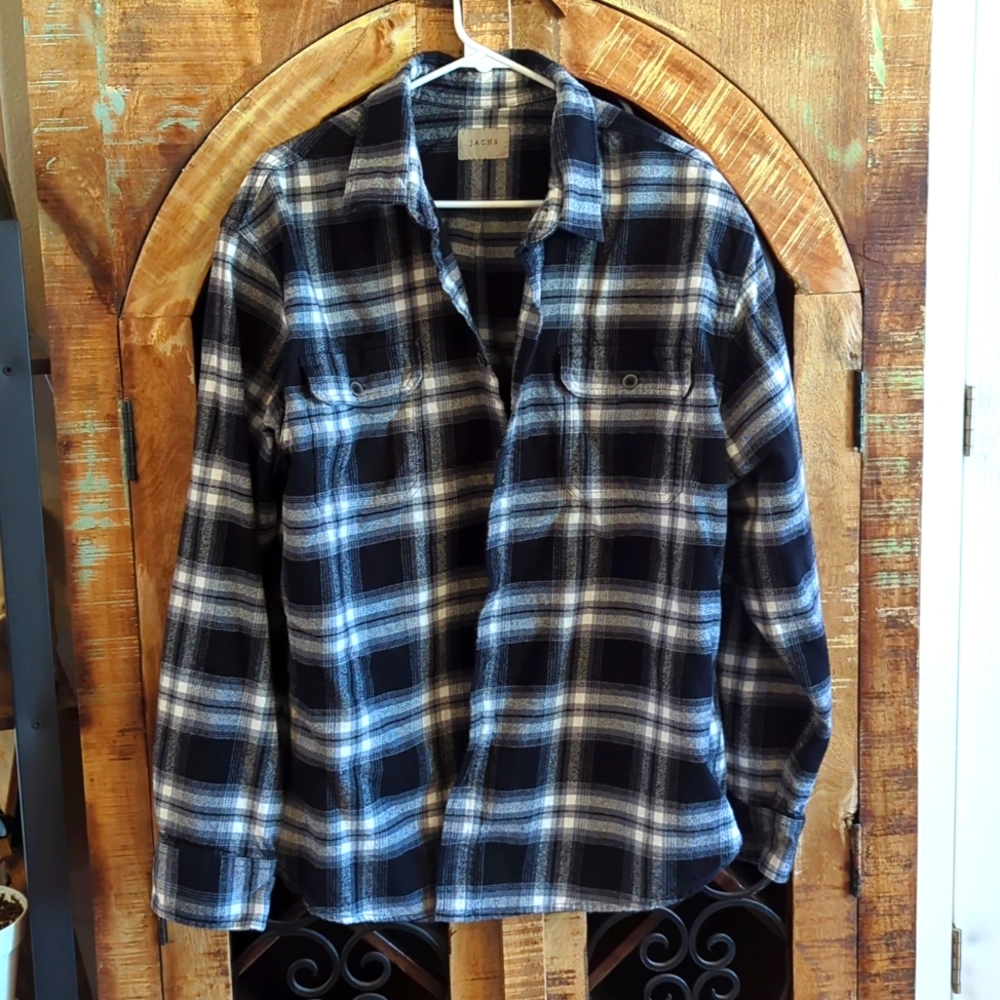 Jach's Mens Flannel Shirt. 2XL. Black & White.
